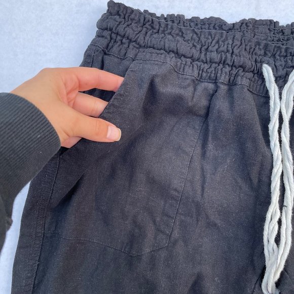 Roxy Oceanside Chambray Flax Linen Blend Pant Black L - Picture 4 of 6